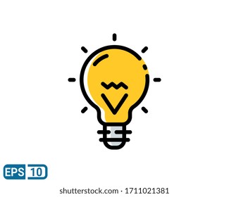 The light bulb filled line style icon, full of ideas and creative thinking, analytical thinking for processing. EPS 10