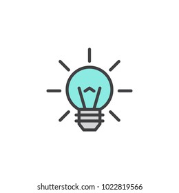 Light bulb filled outline icon, line vector sign, linear colorful pictogram isolated on white. Idea symbol, logo illustration. Pixel perfect vector graphics