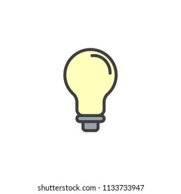 Light bulb filled outline icon, line vector sign, linear colorful pictogram isolated on white. Idea lamp symbol, logo illustration. Pixel perfect vector graphics