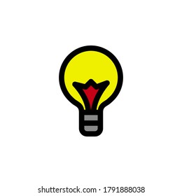 Light bulb filled outline icon. Idea symbol vector on white background