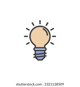 Light bulb filled outline icon, line vector sign, linear colorful pictogram isolated on white. Symbol, logo illustration. Vector graphics