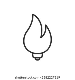 Light bulb fire, linear icon. Line with editable stroke