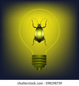Light bulb with firefly inwardly