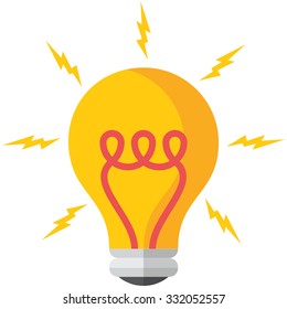 Light bulb, Flat design, vector illustration, isolated on white background