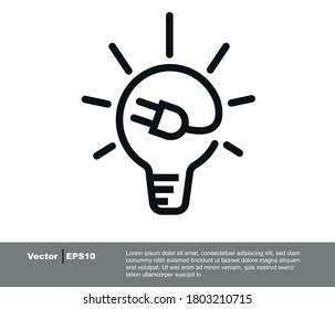 Icono plano de la bombilla. icono vectorial del logotipo del concepto de energía.

