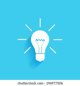 Light bulb, flat icon isolated on a blue background for your design, vector illustration
