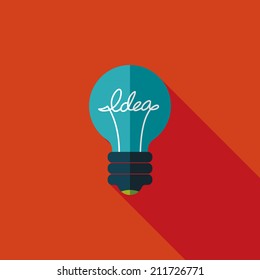Light bulb flat icon with long shadow,eps10