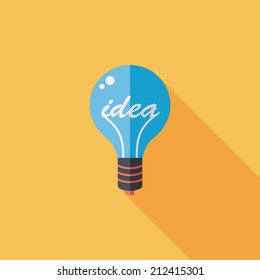 Light bulb flat icon with long shadow,eps10
