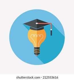 Light bulb flat icon with long shadow,eps10