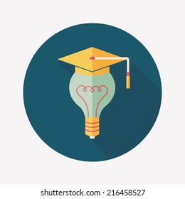 Light bulb flat icon with long shadow,eps10