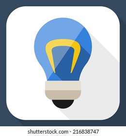 Light bulb flat icon with long shadow