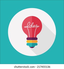 Light bulb flat icon with long shadow,eps10