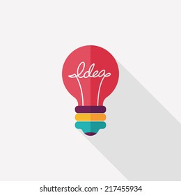 Light bulb flat icon with long shadow,eps10