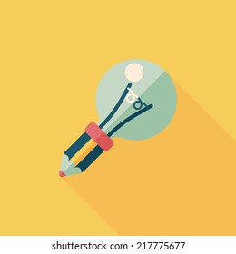 Light bulb flat icon with long shadow,eps10