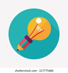 Light bulb flat icon with long shadow,eps10
