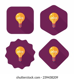 Light bulb flat icon with long shadow,eps10