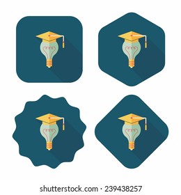 Light bulb flat icon with long shadow,eps10