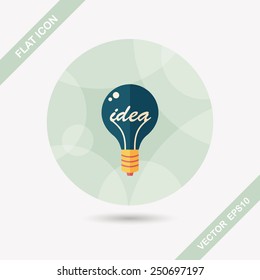 Light bulb flat icon with long shadow,eps10