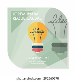Light bulb flat icon with long shadow,eps10