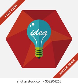 Light bulb flat icon with long shadow,eps10