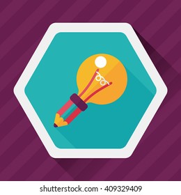 Light bulb flat icon with long shadow,eps10