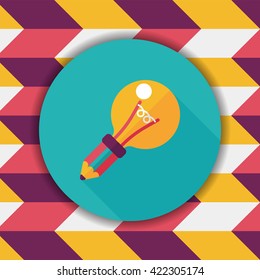 Light bulb flat icon with long shadow,eps10