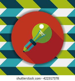 Light bulb flat icon with long shadow,eps10