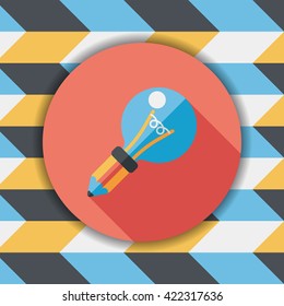 Light bulb flat icon with long shadow,eps10