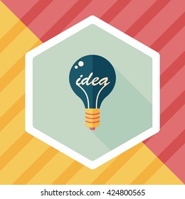 Light bulb flat icon with long shadow,eps10