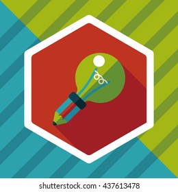 Light bulb flat icon with long shadow,eps10