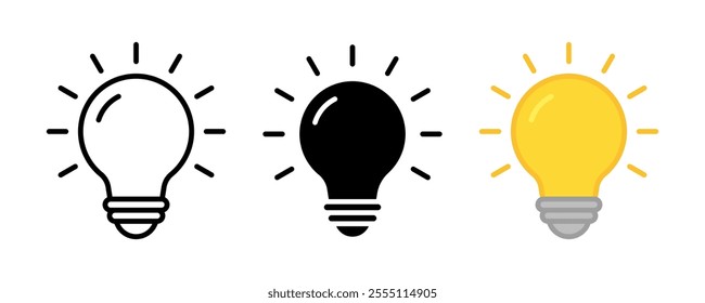Light bulb flat icon on white background vector illustration