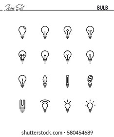 Light bulb flat icon set. Collection of high quality outline symbols for web design, mobile app. Light bulb vector thin line icons or logo.