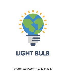 Bombilla de luz diseño de ilustración de estilo de icono plano sobre el fondo blanco eps.10