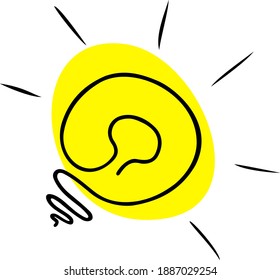 Light bulb flat icon. Vector illustration in simple outline style. Doodle art graphic element for disign, logo, print, web and etc.
