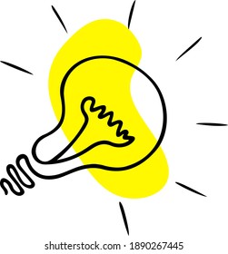 Light bulb flat icon. Vector illustration in simple outline style. Doodle art graphic element for disign, logo, print, web and etc.
