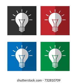Light bulb flat icons, isolate on white background.  Vector, Illustration.