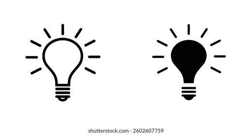 Light bulb flat Icons in line outline and flat solid style on white background