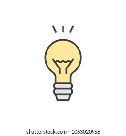 Light bulb flat line colored icon.
