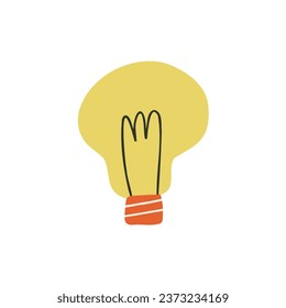 Light bulb in flat style. Hand drawn vector illustration.