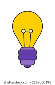 Light Bulb flat vector, isolated on white background. Idea sign, solution, thinking concept. Lighting Electric lamp. Electricity, shine. Trendy Flat style for graphic design, Web site, UI. EPS