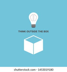 The light bulb float out of the minimalist box, think outside the box concept.