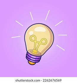 Light Bulb Floating Cartoon Vector Icon Illustration. Technology Business Icon Concept Isolated Premium Vector. Flat Cartoon Style