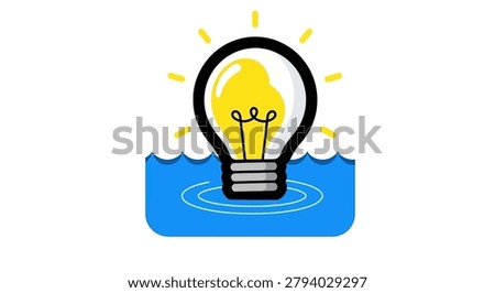 Light bulb floating on water surface