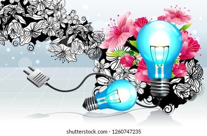 Bombilla con diseño de flora