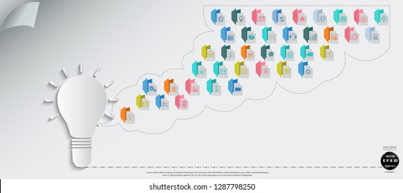 Light bulb  -  Folder Colorful, Icon Business -  modern Idea and Concept Vector illustration.
