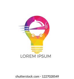 Light Bulb Food delivery logo design. Fast delivery service sign. Online food delivery service.