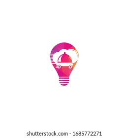 Light Bulb Food delivery logo design. Fast delivery service sign. Online food delivery service.	