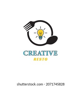 Light Bulb Fork Sun Fried Egg Breakfast Restaurant Creative logo applied for Food and Restaurant Business Logo Design Inspiration.