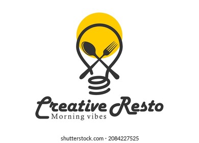 	
Light Bulb Fork Sun Fried Egg Breakfast Restaurant Creative logo design inspiration