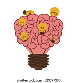 light bulb in form of brain icon with multiple small bulb